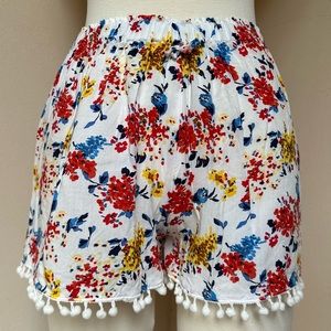 VINTAGE Handmade Stretchy Floral Pom Pom Shorts